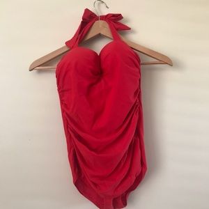 🎃 Vintage Style Pin Up Red Swimsuit